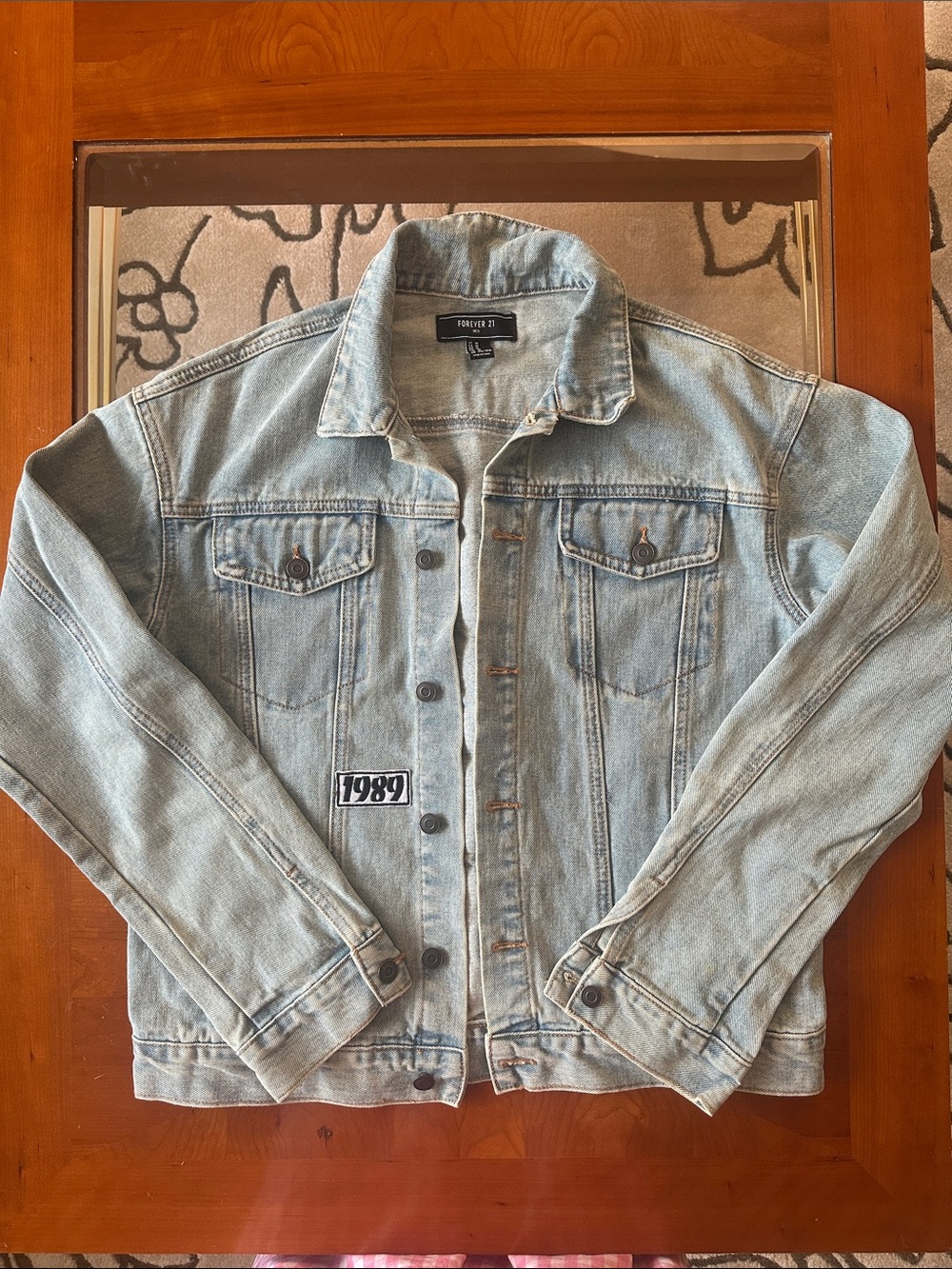 Forever 21 Light Wash Denim Jacket with 1989 Patch